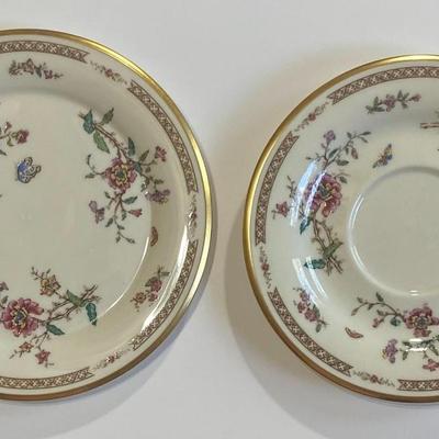 Gorham Fine China Secret Garden Teacup & Saucer Set and 6.5" Bread Plate