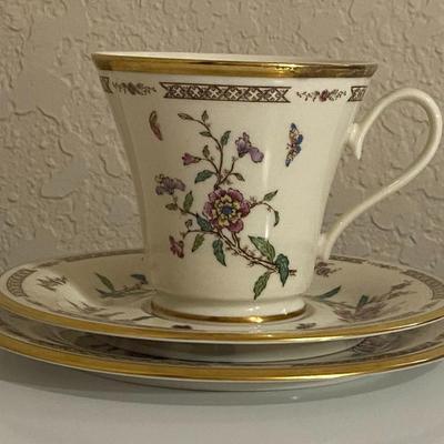 Gorham Fine China Secret Garden Teacup & Saucer Set and 6.5" Bread Plate