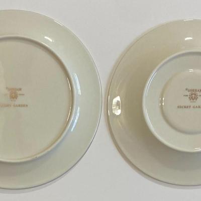 Gorham Fine China Secret Garden Teacup & Saucer Set and 6.5" Bread Plate