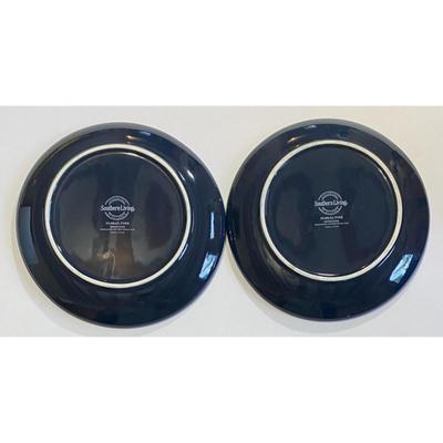 2 Southern Living Blue Floral Vine Salad Plates Ironstone Dillard's Exclusive