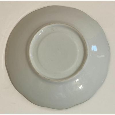 Green & White Striped Fruit Floral Teacup and Saucer Set