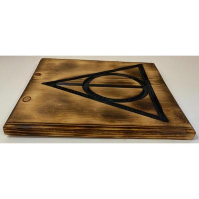 Wooden Deathly Hallows Plaque Harry Potter Vanquisher Conqueror Death