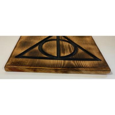 Wooden Deathly Hallows Plaque Harry Potter Vanquisher Conqueror Death