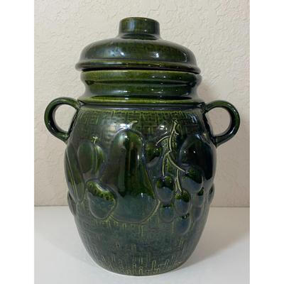 Green Rumtopf Ceramic Storage Jar With Lid West Germany 820-28 Fruit