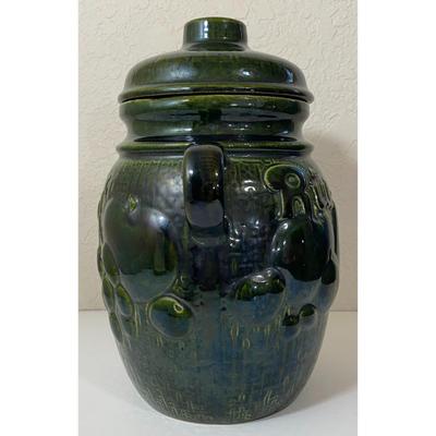 Green Rumtopf Ceramic Storage Jar With Lid West Germany 820-28 Fruit