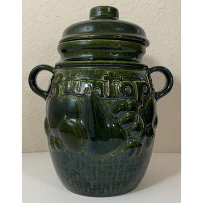 Green Rumtopf Ceramic Storage Jar With Lid West Germany 820-28 Fruit