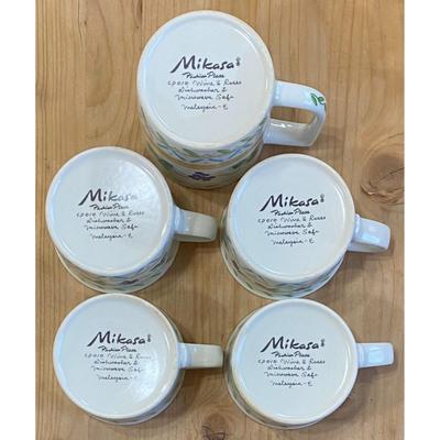 4 Mikasa Wine & Roses Coffee Cups / Mugs + 1 Large Mug CP010 Made In Malaysia