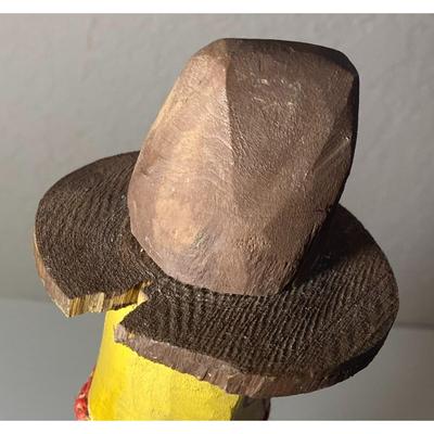 Vintage Carved Wooden Cowboy Figure Folk Art Boots Hat Bandana Americana Western