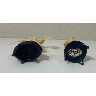 Vintage Plastic Cherub Flute Player & Samurai Figurines Made In Italy