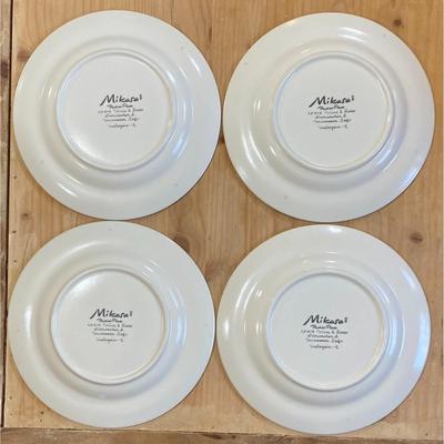 4 Mikasa Wine & Roses 8 3/8" Salad Plates CP010 Malaysia Green Blue Yellow (A)