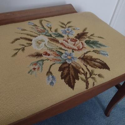 Vintage Vanity or Slipper Bench with Hand Stitched Upholstered Seat