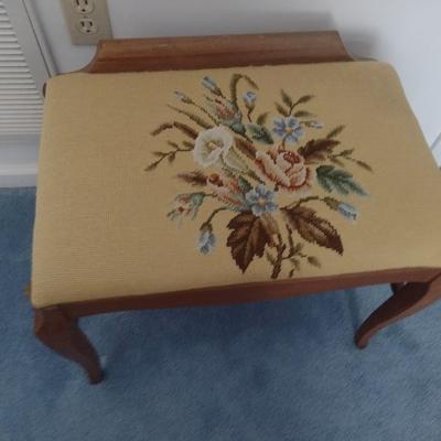 Vintage Vanity or Slipper Bench with Hand Stitched Upholstered Seat
