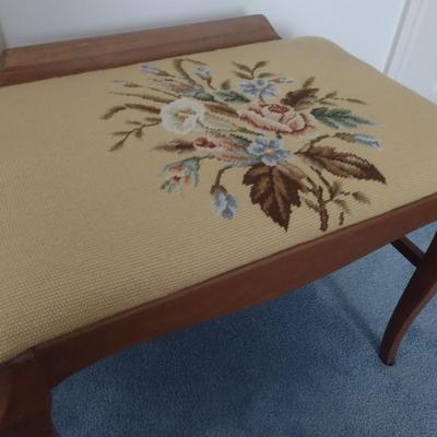 Vintage Vanity or Slipper Bench with Hand Stitched Upholstered Seat