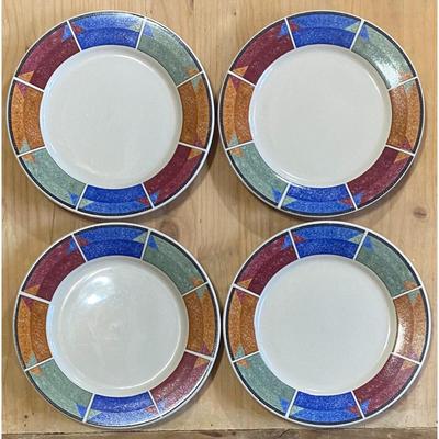 4 Sakura Majesticware 7.5" Astral Stoneware Salad Plates 1997 Sue Zipkin (C)