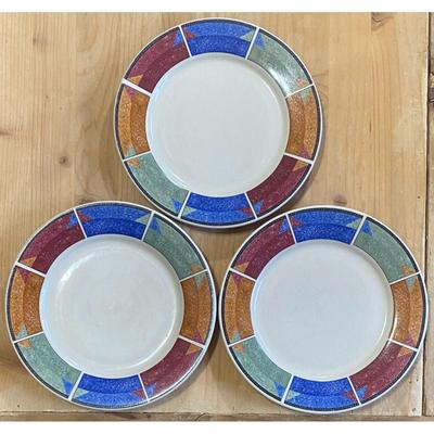 3 Sakura Majesticware 7.5" Astral Stoneware Salad Plates 1997 Sue Zipkin Round