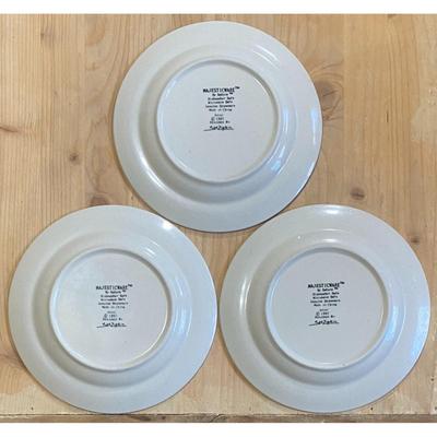 3 Sakura Majesticware 7.5" Astral Stoneware Salad Plates 1997 Sue Zipkin Round