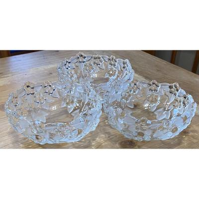3 Mikasa Walther Crystal West Germany Clear & Frosted Crystal Bowls / Dishes