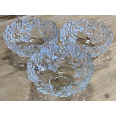 3 Mikasa Walther Crystal West Germany Clear & Frosted Crystal Bowls / Dishes