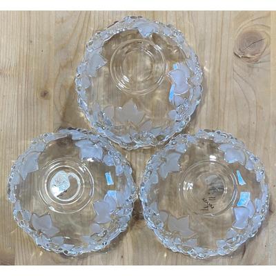 3 Mikasa Walther Crystal West Germany Clear & Frosted Crystal Bowls / Dishes