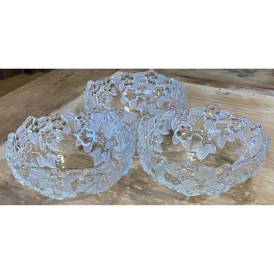3 Mikasa Walther Crystal West Germany Clear & Frosted Crystal Bowls / Dishes