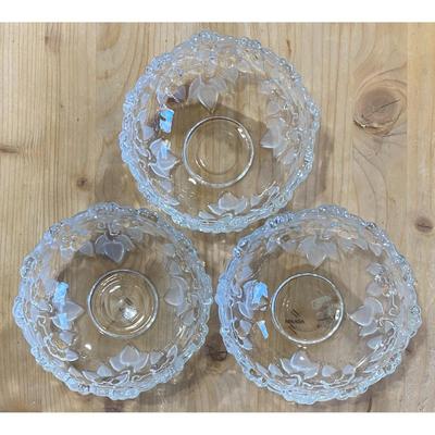 3 Mikasa Walther Crystal West Germany Clear & Frosted Crystal Bowls / Dishes