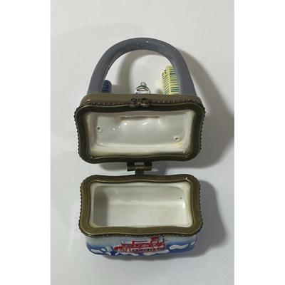 St. Louis Arch Ceramic Hinged Trinket Box w Paddle Boat Missouri Travel Souvenir