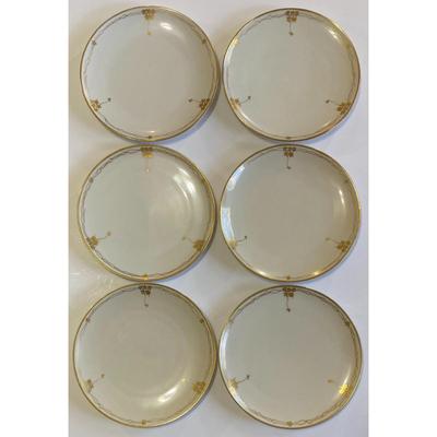 6 Vintage F S 8.5" Salad Plates With Gold Trim Made In Japan