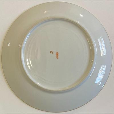 6 Vintage F S 8.5" Salad Plates With Gold Trim Made In Japan