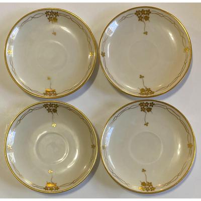 4 F S Teacup & Saucer Sets With Gold Trim Made In Japan Noritake