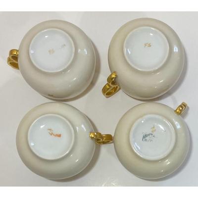 4 F S Teacup & Saucer Sets With Gold Trim Made In Japan Noritake