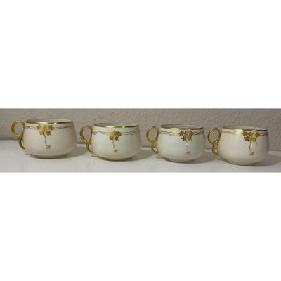 4 F S Teacup & Saucer Sets With Gold Trim Made In Japan Noritake