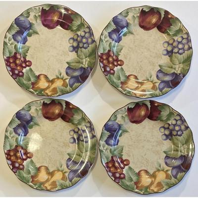 4 Noble Excellence Napa Valley 11" Dinner Plates Apples Pears Grapes