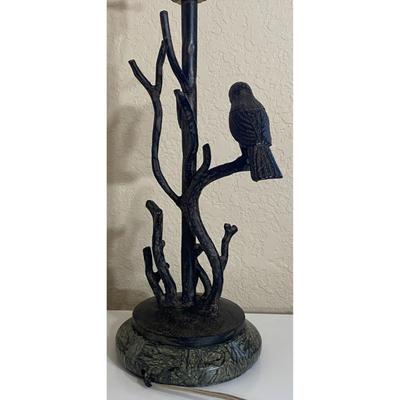 Vintage Maitland Smith Hand Made In Philippines 24.5" Black Bird Table Lamp