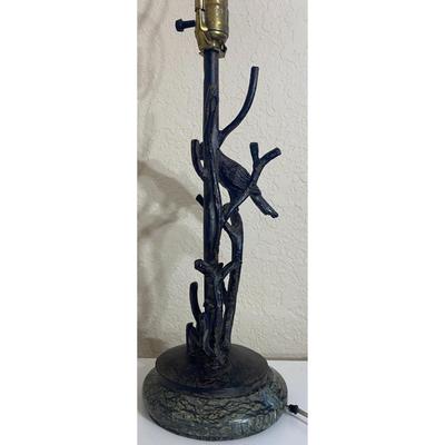 Vintage Maitland Smith Hand Made In Philippines 24.5" Black Bird Table Lamp