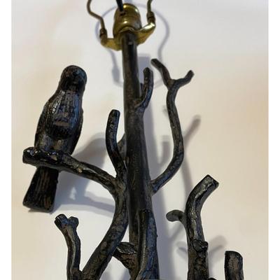 Vintage Maitland Smith Hand Made In Philippines 24.5" Black Bird Table Lamp