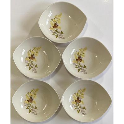 5 Americana Fine China Leaf O' Gold Serving Bowls Mid Century Modern MCM Floral