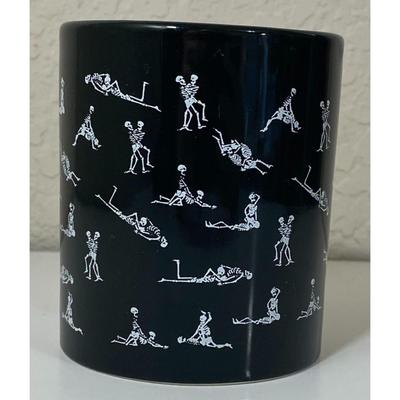 Skeletons Having Sex Positions Mug Black White Karma Sutra Skeletal Fornication