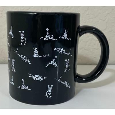 Skeletons Having Sex Positions Mug Black White Karma Sutra Skeletal Fornication