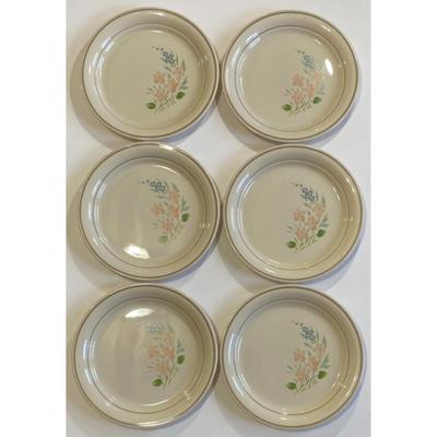6 Vintage Corning Cornerstone 8.5" Salad Plates Floral Flower 1980s