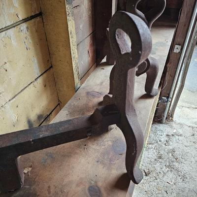 Pair of Cast Iron Andirons (G-JS)