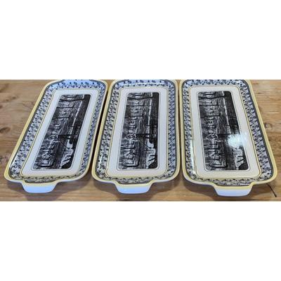 3 Vintage Designpac Farmer Bread Serving Trays Black White Yellow 13 5/8 x 5 7/8