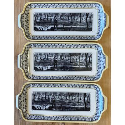 3 Vintage Designpac Farmer Bread Serving Trays Black White Yellow 13 5/8 x 5 7/8