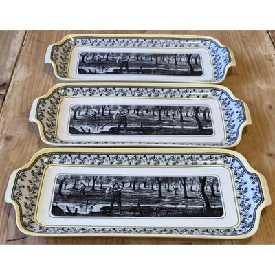 3 Vintage Designpac Farmer Bread Serving Trays Black White Yellow 13 5/8 x 5 7/8