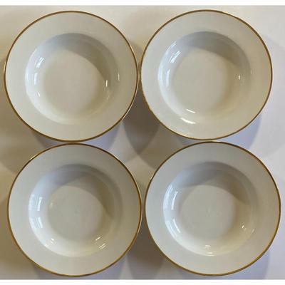 4 Wallace Silversmiths Gold Plume White w/ Gold Trim Bowls - A