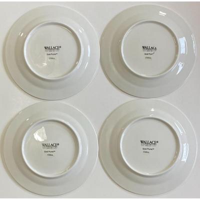 8 Wallace Silversmiths Gold Plume White w/ Gold Trim Salad Plates