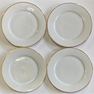 8 Wallace Silversmiths Gold Plume White w/ Gold Trim Salad Plates
