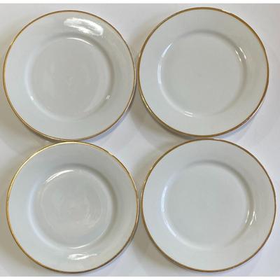 8 Wallace Silversmiths Gold Plume White w/ Gold Trim Salad Plates