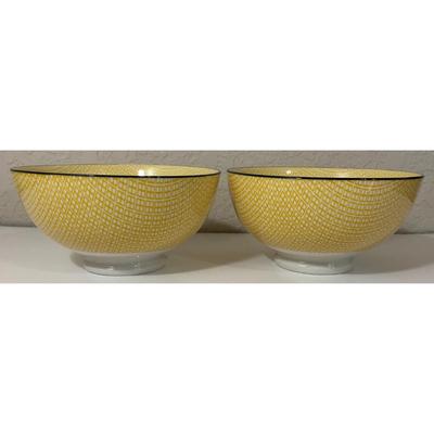 2 Torre & Tagus Yellow Black White Bowls