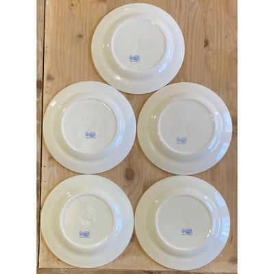 Two Oxford 7880-1 and Three 7890-1 Made Brazil 7 3/8" Black & White Bread Plates