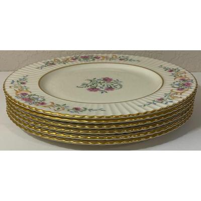 6 Lenox Cinderella V-308 Dinner Plates Made USA Flower Floral Vintage 1947-1966